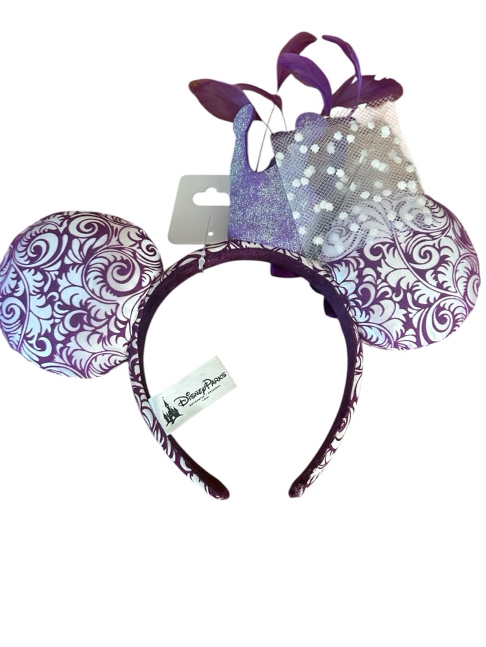 NWT DisneyParks Minnie MouseEars Purple Glitter Crown Jubile Mardi Gras Headband